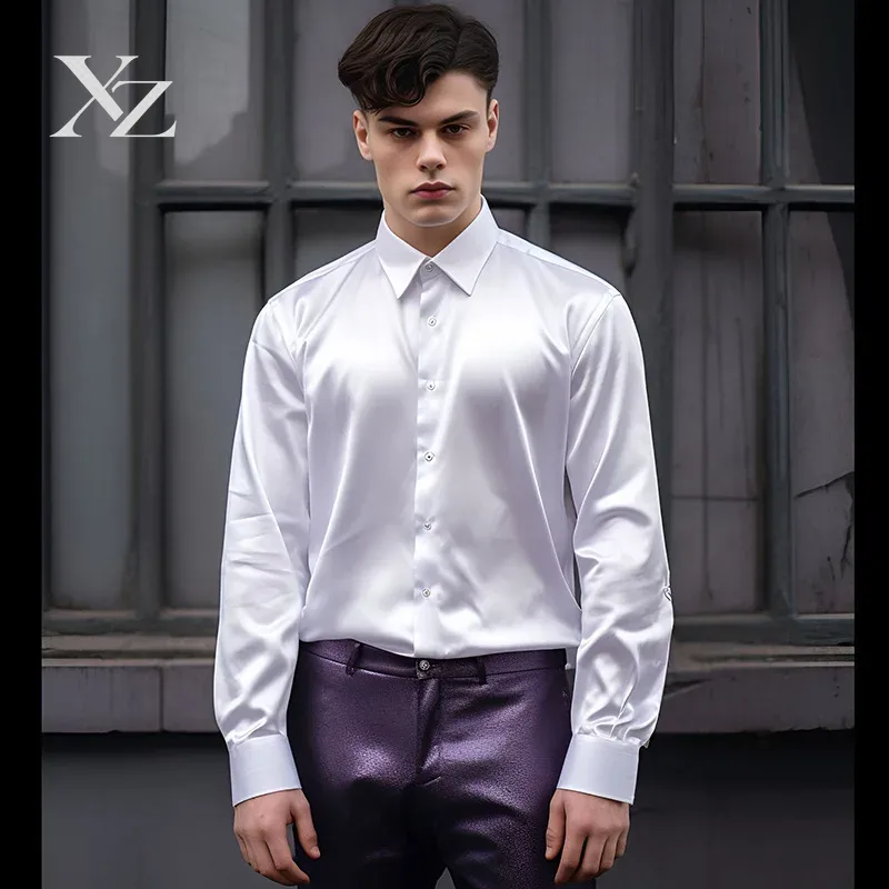 Men's Satin Silk-Like Shiny Sm - огляд і ціна Mens Satin Silk Dress Shirt