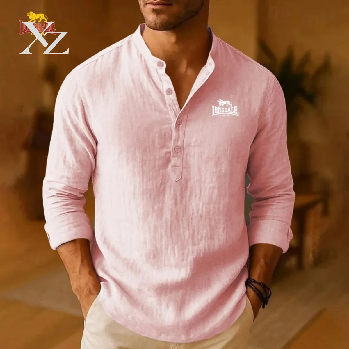 LONSDALE Men's New Casual Shir - огляд і ціна Mens Linen Shirt Long Sleeve
