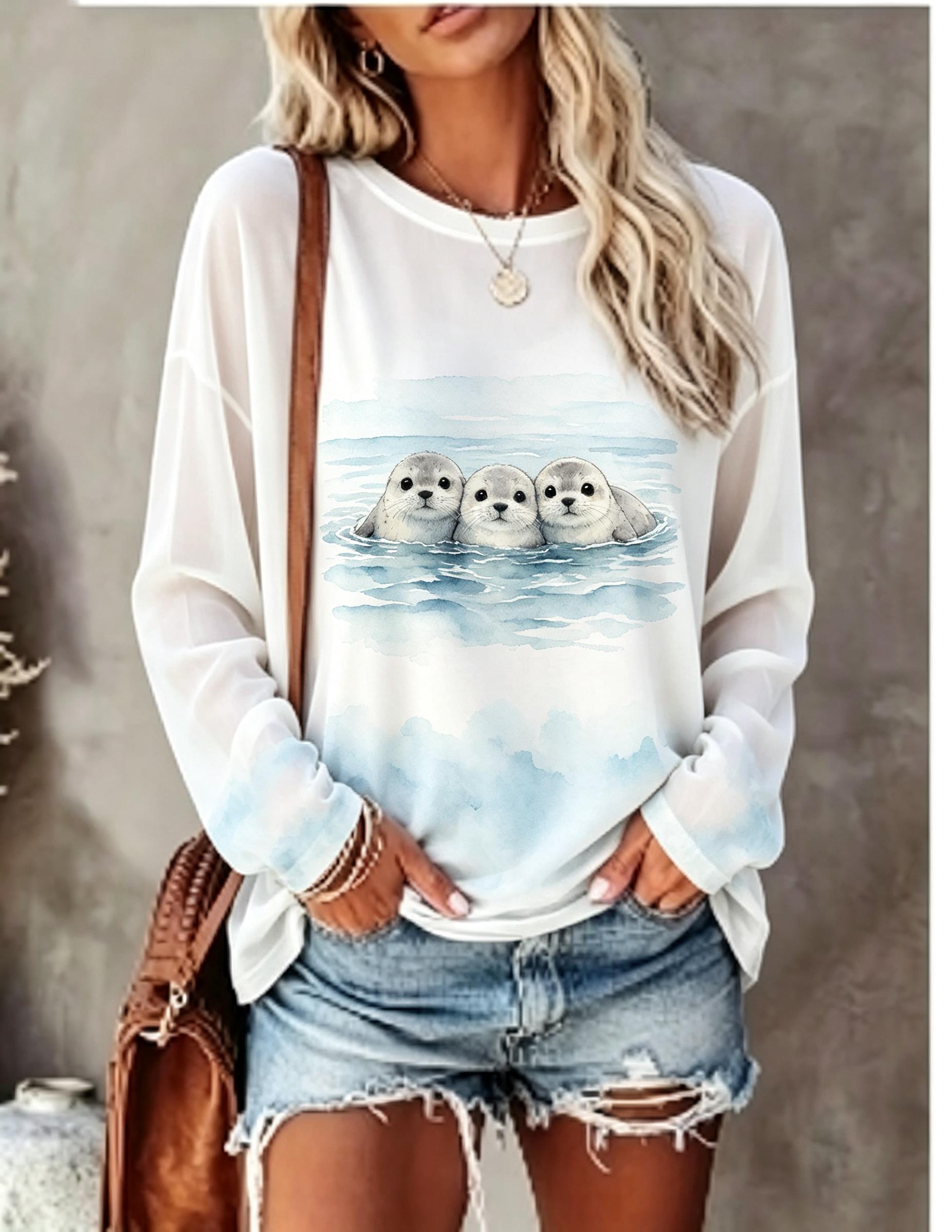 Women Long Sleeve T Shirt Cute - огляд і ціна T-Shirts