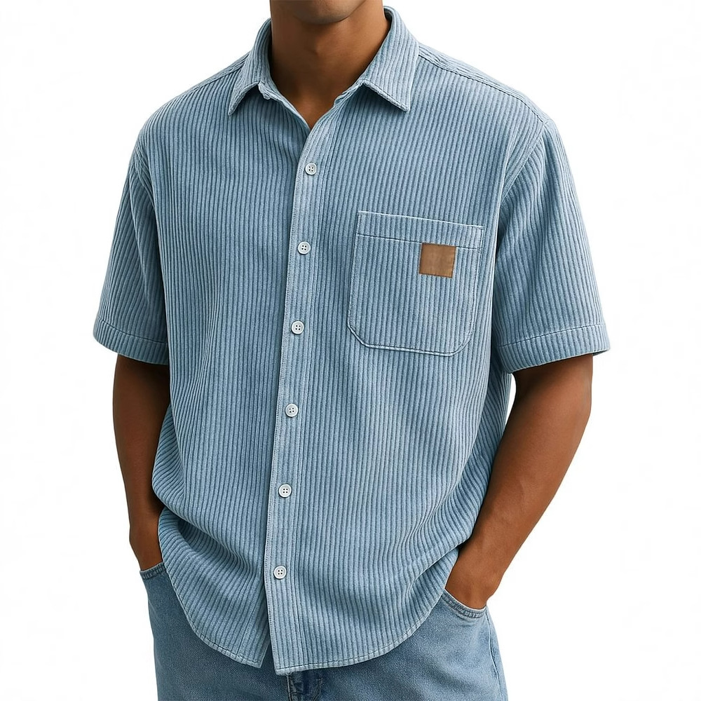 Men's Corduroy Short-Sleeve Sh - огляд і ціна Corduroy Button Up Shirt Men